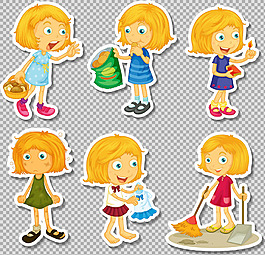 黃頭發(fā)女學(xué)生小孩免摳png透明圖層素材