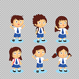 穿藍衣服的學(xué)生小孩免摳png透明圖層素材