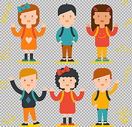 可愛的學(xué)生小孩插畫免摳png透明圖層素材