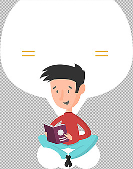 讀書的學生小孩免摳png透明圖層素材