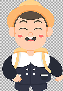 可愛卡通學(xué)生小孩免摳png透明圖層素材