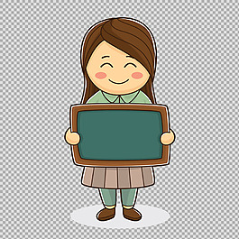 拿著黑板的學(xué)生小孩免摳png透明圖層素材