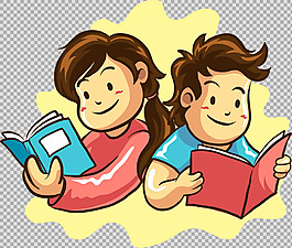 看書的學(xué)生小孩免摳png透明圖層素材