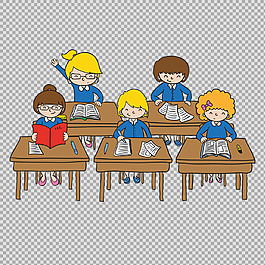 在上課的學生小孩免摳png透明圖層素材