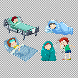 生病的學(xué)生小孩免摳png透明圖層素材