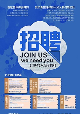 藍色商務招聘海報