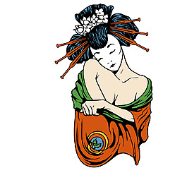 手繪日本女郎元素