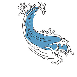 手繪藍色海浪元素