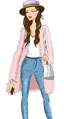 手繪時裝美女插畫