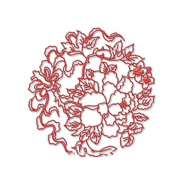 紅色花紋花朵元素