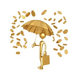手繪金色小傘元素
