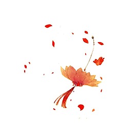 紅色小傘樹(shù)葉元素