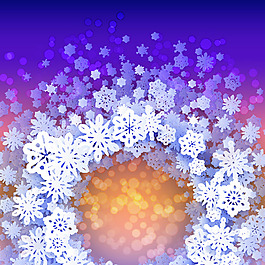 夢幻光點冬季雪花邊框蒙版矢量