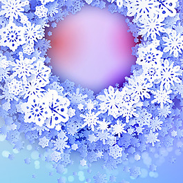 圓形冬季雪花邊框蒙版矢量