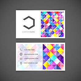 彩色菱形装饰商务名片矢量