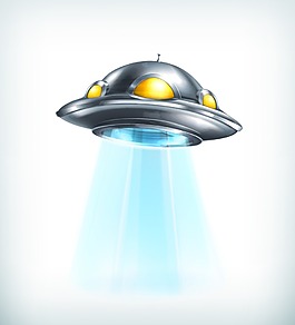 銀色卡通外星飛行器矢量