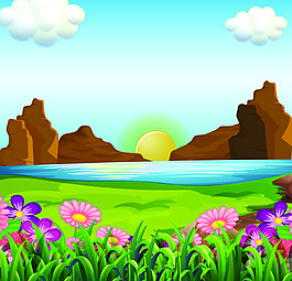 卡通早晨矢量風(fēng)景插畫