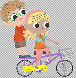 卡通小孩騎自行車(chē)插畫(huà)免摳png透明素材