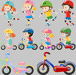 兒童玩具自行車插畫免摳png透明圖層素材