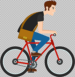 男孩騎自行車插畫免摳png透明圖層素材