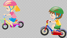 兒童自行車插畫免摳png透明圖層素材