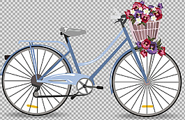 花籃自行車插畫免摳png透明圖層素材