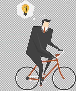 男人騎自行車插畫免摳png透明圖層素材