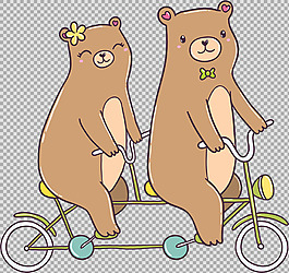 小熊騎自行車插畫免摳png透明圖層素材