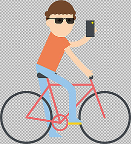 男人騎自行車插畫免摳png透明圖層素材