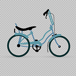 藍色自行車插畫免摳png透明圖層素材