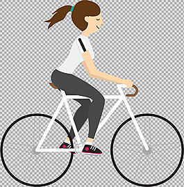 女人騎自行車插畫免摳png透明圖層素材