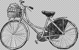 手繪素描風格自行車插畫免摳png透明素材