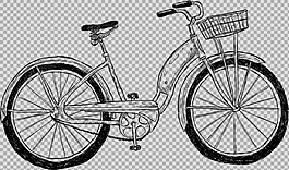 手繪素描自行車(chē)插畫(huà)免摳png透明圖層素材