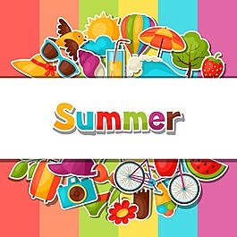 多彩線條夏日多彩矢量背景素材