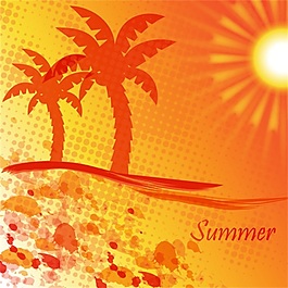 黃色海邊夏日海灘度假矢量