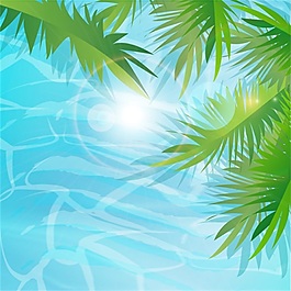 藍色海水夏日海灘度假矢量