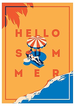 創(chuàng)意海報(bào)夏日假期度假矢量海報(bào)背景