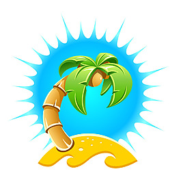 夏日沙灘上的椰樹(shù)矢量插畫(huà)
