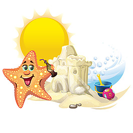 夏日海灘城堡沙子