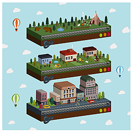 城市建筑风景插画