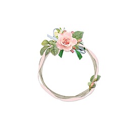 粉色花朵花環(huán)元素