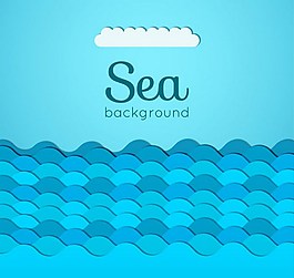 藍色海浪剪貼畫矢量素材