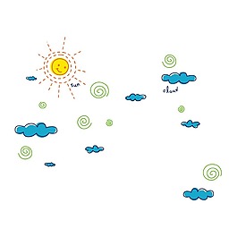 手绘太阳云朵元素