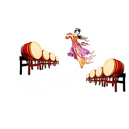 紅色鼓人物元素