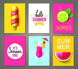棒冰檸檬西瓜夏日水果矢量海報