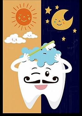 牙科牙旗程式化日月圖標免費矢量