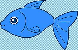 手繪藍(lán)色卡通魚(yú)免摳png透明圖層素材