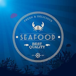 海鮮魚類郵票模板蟹輪免費矢量