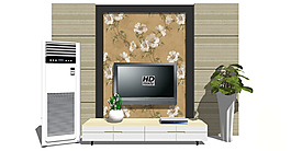 现代梅花电视背景墙skp模型