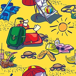 陽(yáng)光下的運(yùn)動(dòng)夏日度假沙灘椰樹矢量素材